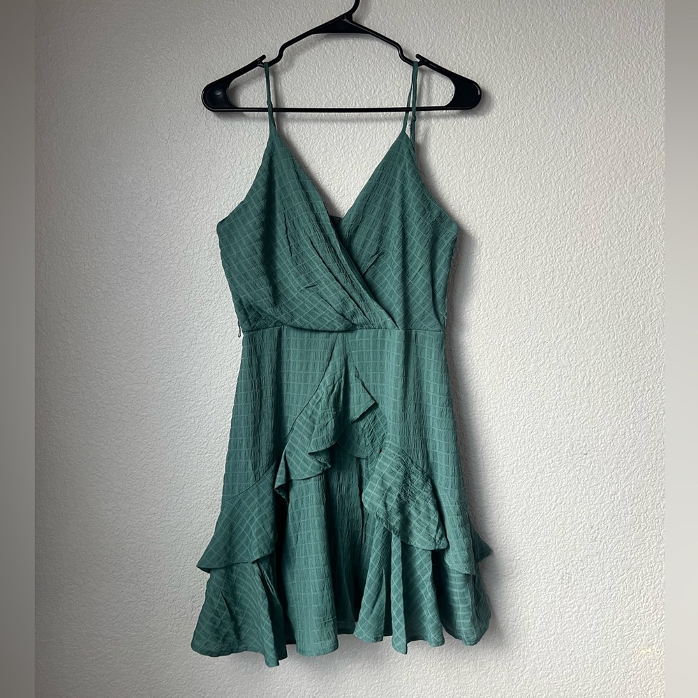Trixxi Green Ruffle Dress, S